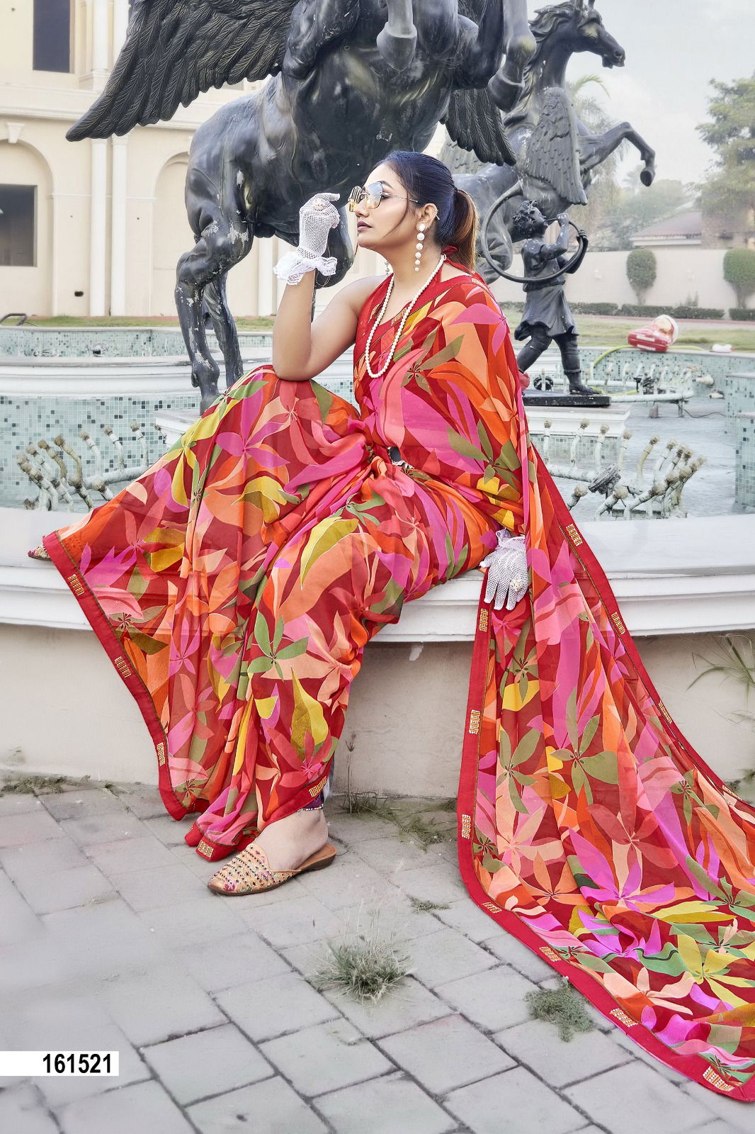 Chhanchhan By Vallabhi Georgette Abstract Printed Saree Wholesale In India